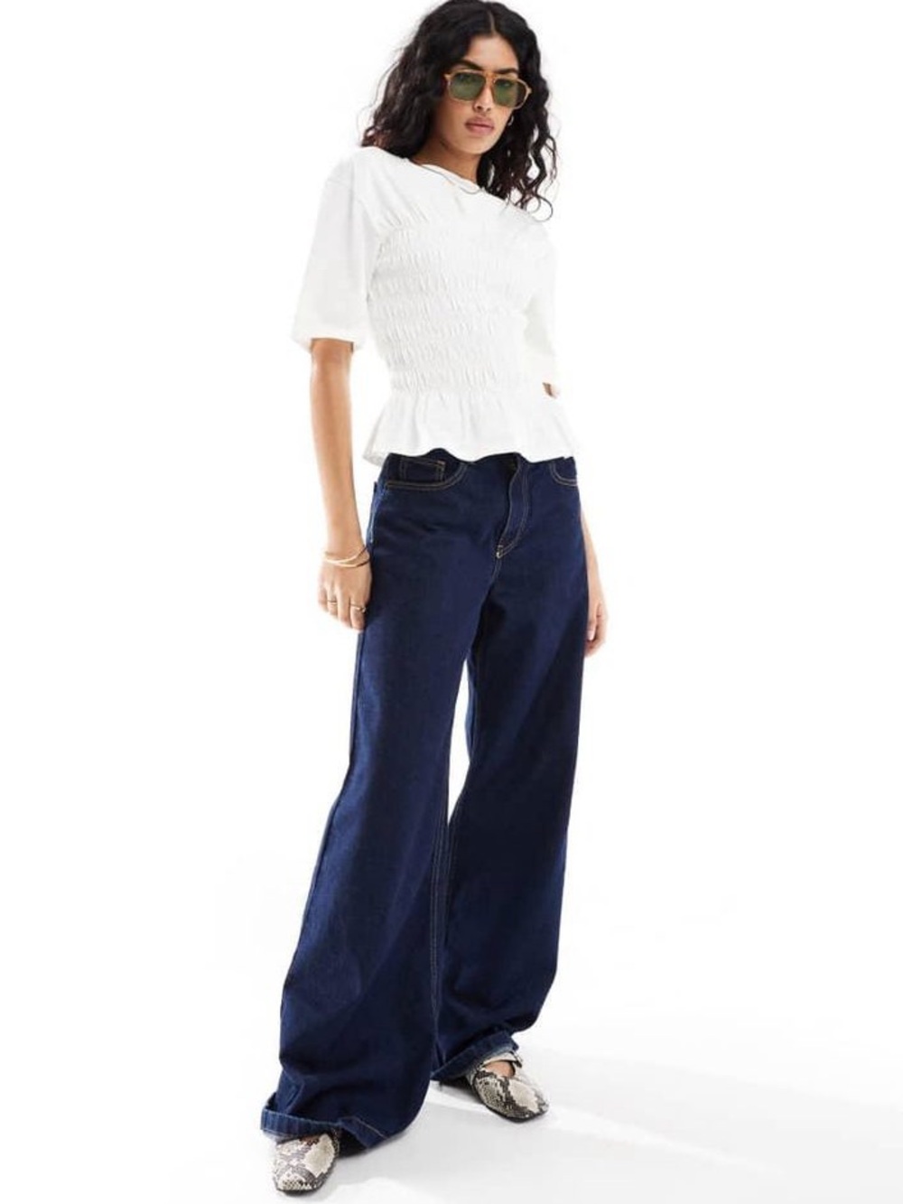 & Other Stories Smocked Crewneck Top